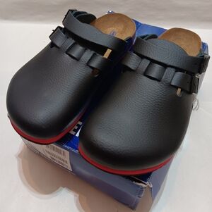 BIREKNSTOCK Kay PROF Black/Red Size 41 (US L10, M8) 0582634 Reg Fit Soft Footbed